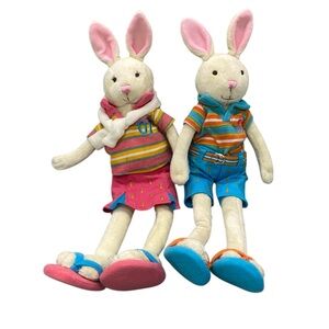 Set Of 2 Sitting Preppy Bunnies Plush Bath And Body Works 2007 15”